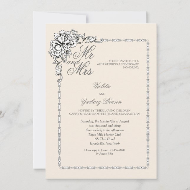 Baroque Beauty Anniversary Invitation (Front)