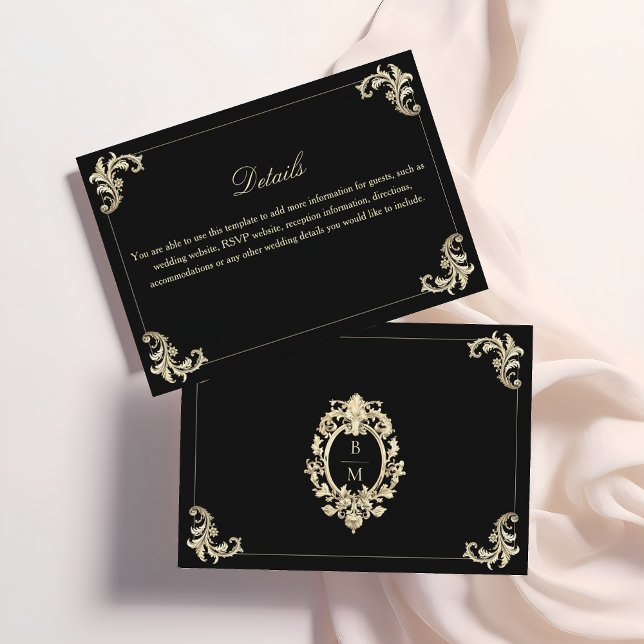 Baroque Black Gold Wedding Details Enclosure Card (Creator Uploaded)