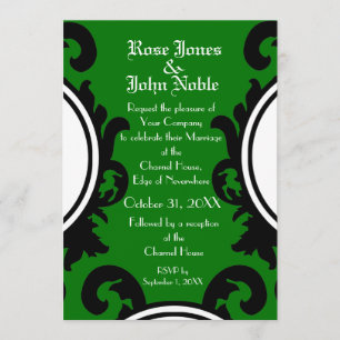 Baroque Black (Green) Wedding Invitation