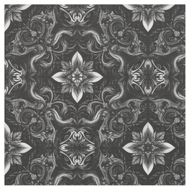 Baroque Black & White Fabric (Close Up)