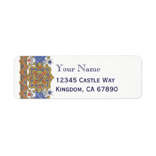 Baroque Blue and Golds Custom Label Template Return Address Label
