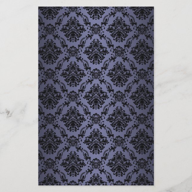 Baroque Blue Victorian Scrapbook Paper (Front)