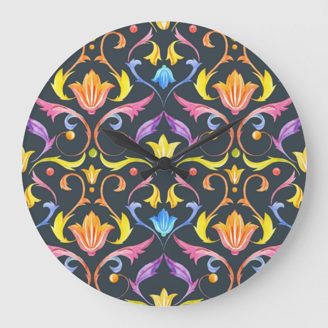 Baroque Brightness: Colourful Vintage Charm. Large Clock (Front)