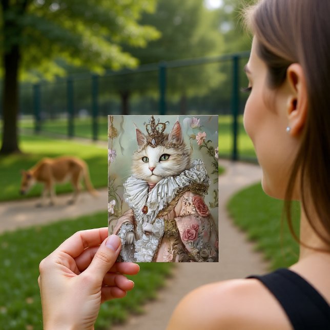 Baroque Cat Royal Portrait Queen Design Postcard (Creator Uploaded)