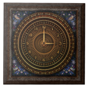 Baroque clock ceramic tile