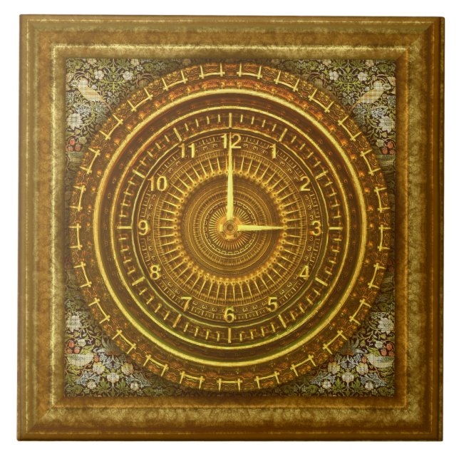 Baroque clock ceramic tile (Front)