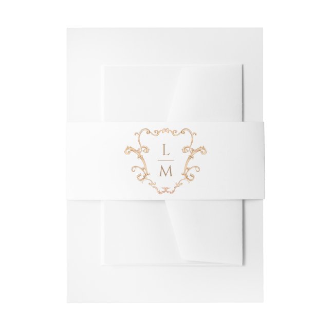 Baroque Crest | Monogram Wedding Invitation Belly Band (Front Example)