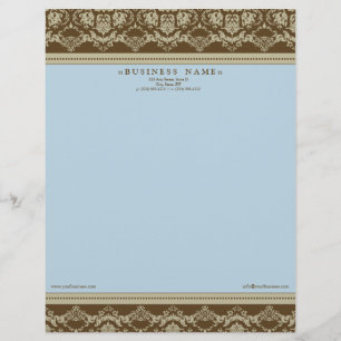 Baroque Damask Designer Letterhead :: powder blue
