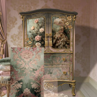 Baroque Damask Dusty pink & Green Tile
