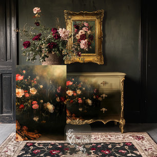 Baroque Dark Moody Vintage Romantic Florals  Tissue Paper