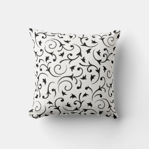 Baroque Design – Black on White Cushion