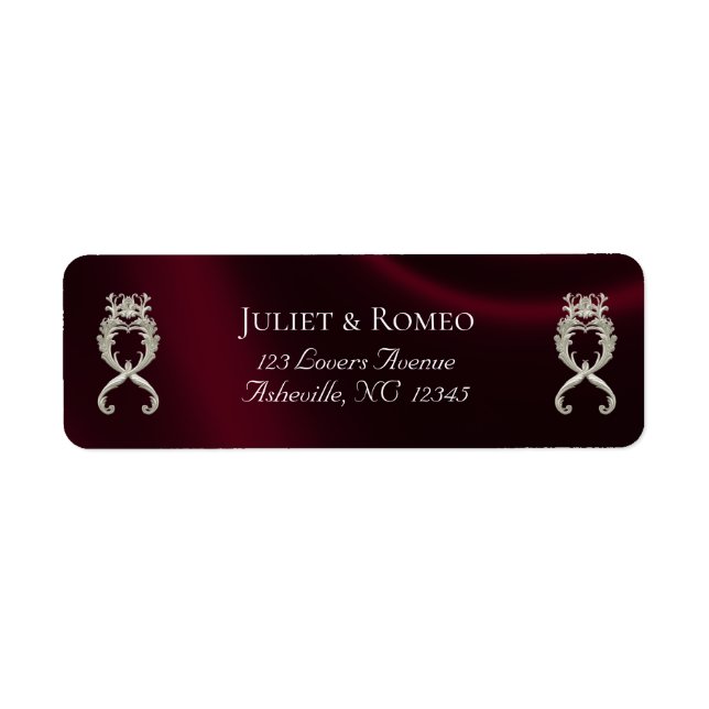 Baroque Design Return Address - Burgundy Label (Front)