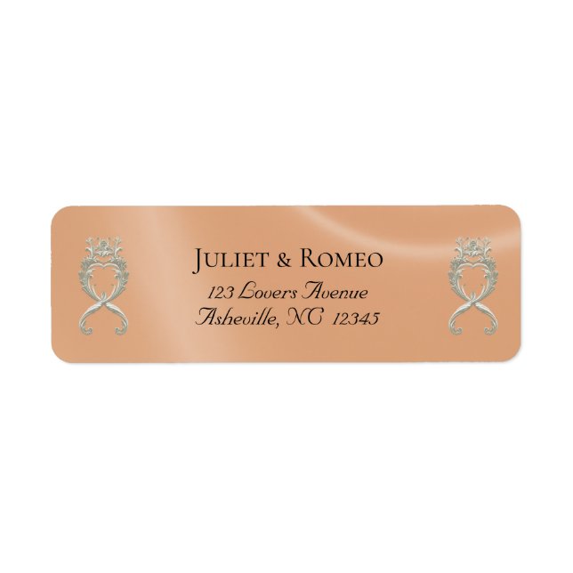 Baroque Design Return Address - Peach Label (Front)
