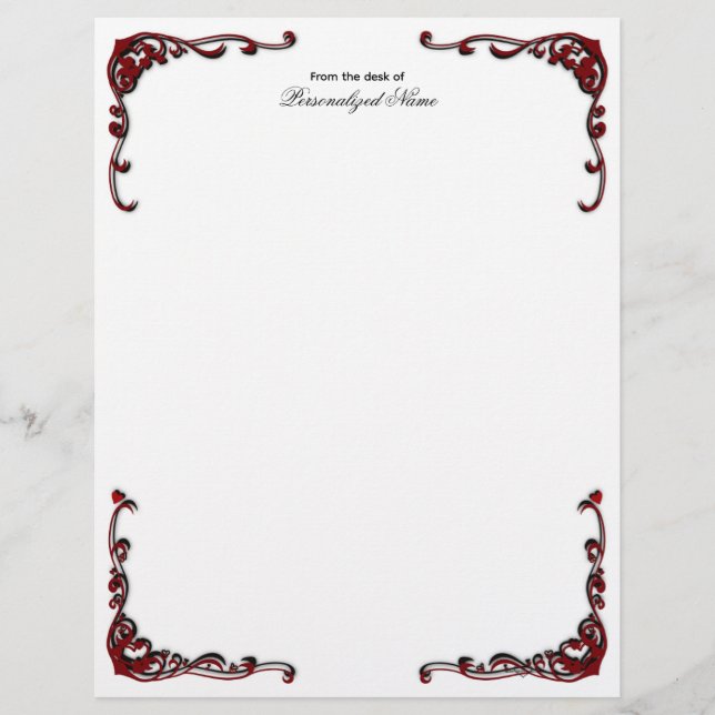 Baroque Elegance - Black Unlined Custom Letterhead (Front)