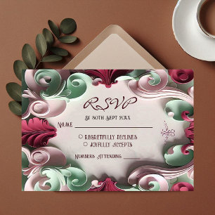 Baroque Elegance Floral Motifs Acanthus Swirls  RSVP Card