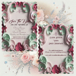 Baroque Elegance Floral Motifs Acanthus Swirls Save The Date