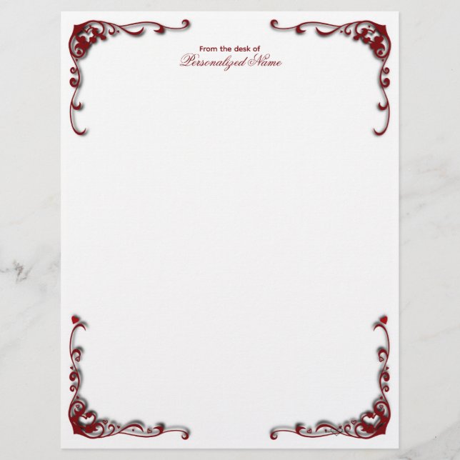 Baroque Elegance Unlined Custom Letterhead (Front)