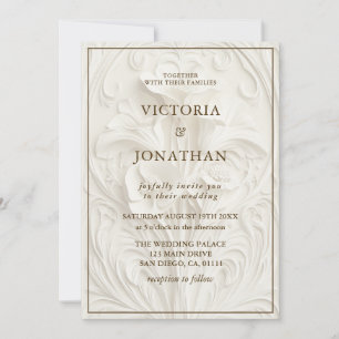 Baroque Elegant Floral All in one Wedding Invitation