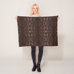 Baroque Faux Leather Brown Pattern Fleece Blanket