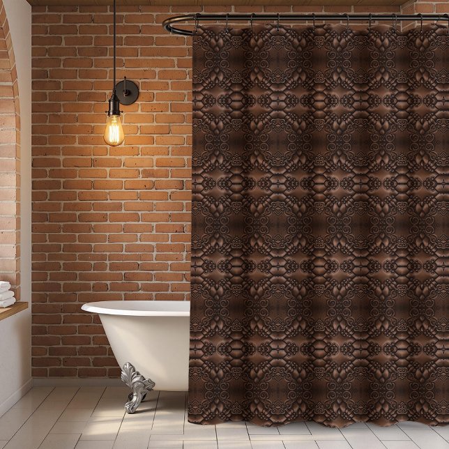 Baroque Faux Leather Brown Pattern Shower Curtain (Creator Uploaded)