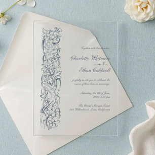 Baroque Floral Border, Wedding Acrylic Invitation