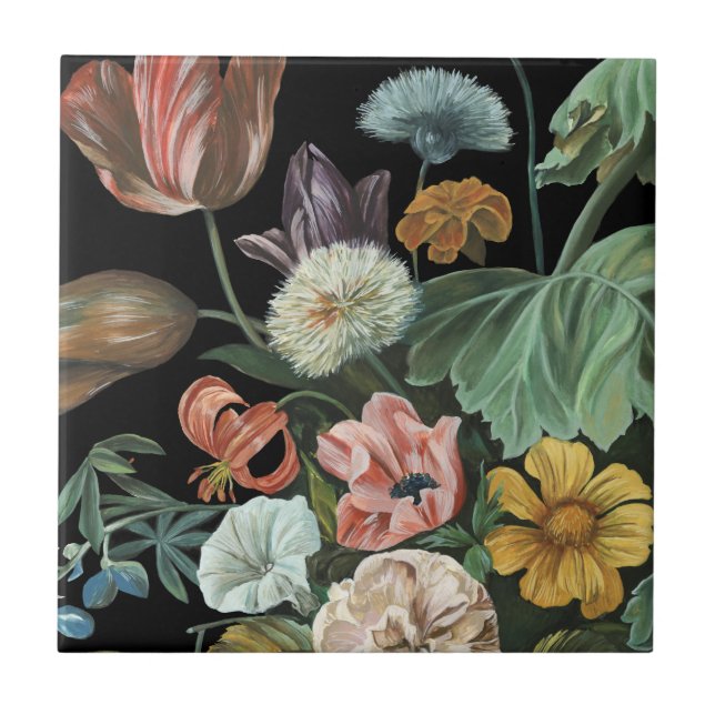 Baroque Floral - Bouquet of Flowers Ceramic Tile (Front)