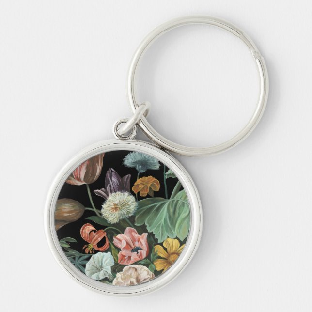 Baroque Floral - Bouquet of Flowers Key Ring (Front)
