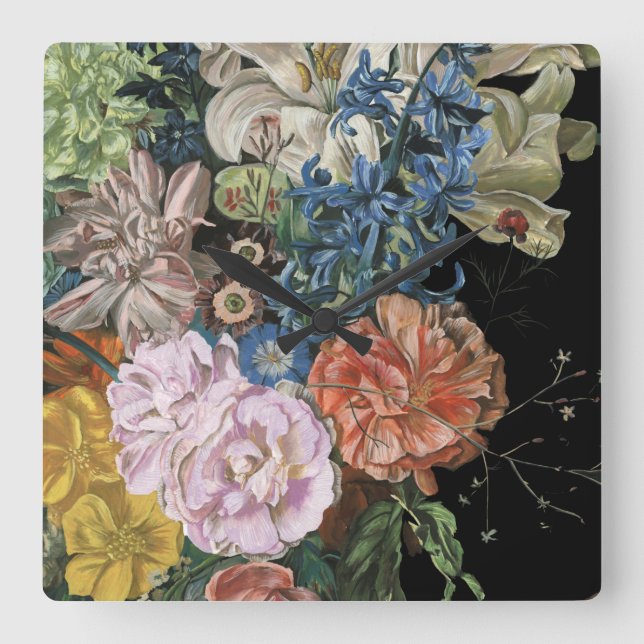 Baroque Floral - Bouquet Square Wall Clock (Front)