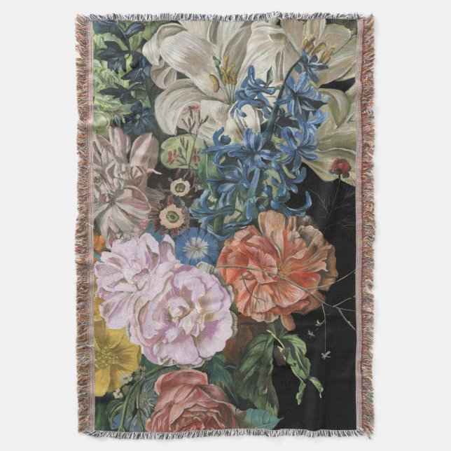 Baroque Floral - Bouquet Throw Blanket (Front Vertical)
