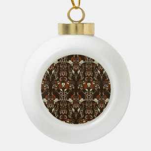 Baroque Floral: Classic Vintage Wallpaper Ceramic Ball Christmas Ornament