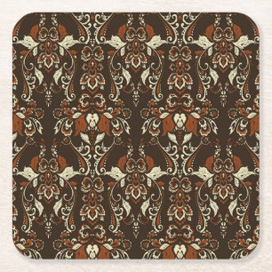 Baroque Floral: Classic Vintage Wallpaper Square Paper Coaster