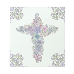 Baroque floral cross notepad