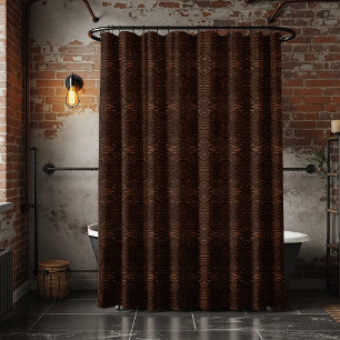 Baroque Floral Faux Leather Leathercraft Pattern Shower Curtain