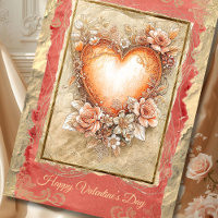 Baroque Floral Heart in Gold and Blush Tones