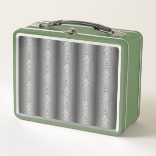 Baroque floral pattern with border grey metal lunch box