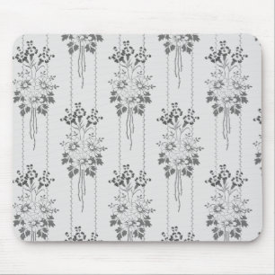 Baroque floral pattern with border grey mouse pad
