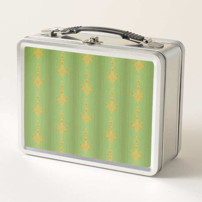 Baroque floral pattern with border metal lunch box (Front)