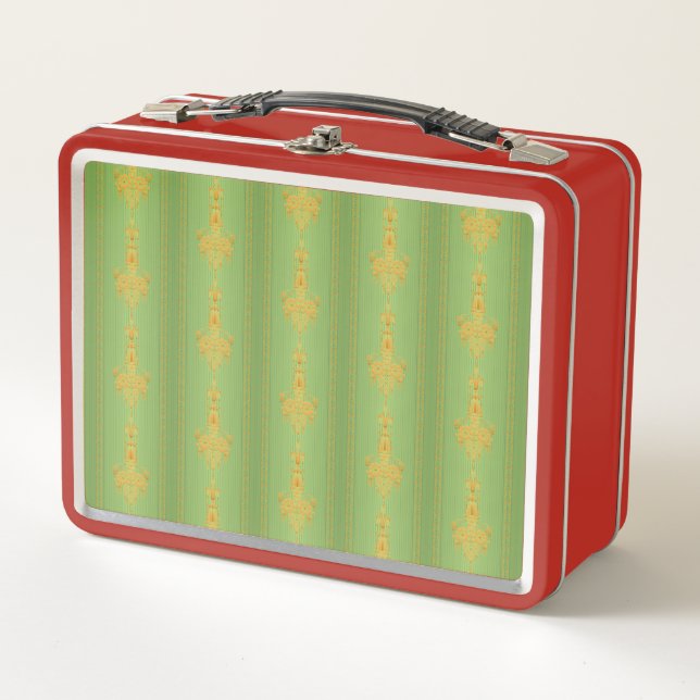 Baroque floral pattern with border metal lunch box (Front)