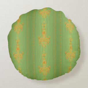Baroque floral pattern with border V2020 Round Cushion