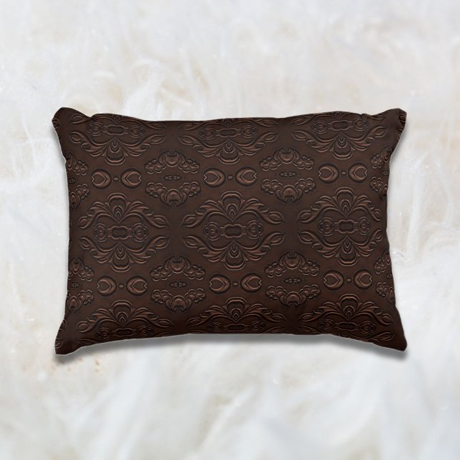 Baroque Floral Style Faux Leather Pattern Decorative Cushion (Creator Uploaded)