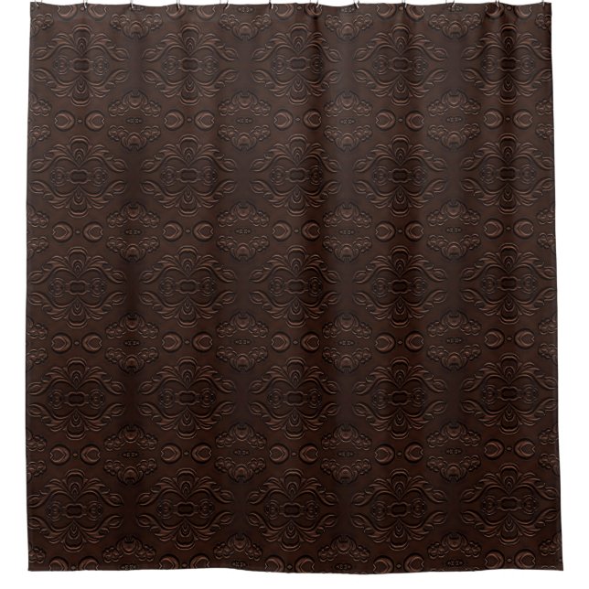 Baroque Floral Style Faux Leather Pattern Shower Curtain (Front)
