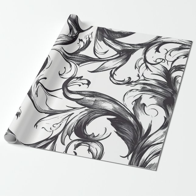 Baroque Flourish Wrapping Paper (Unrolled)