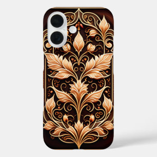 Baroque Flowers and Leaves Woodcut iPhone 16 Case