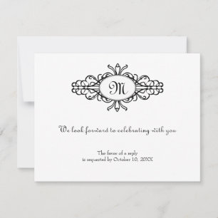 Baroque frame monogram wedding rsvp response card