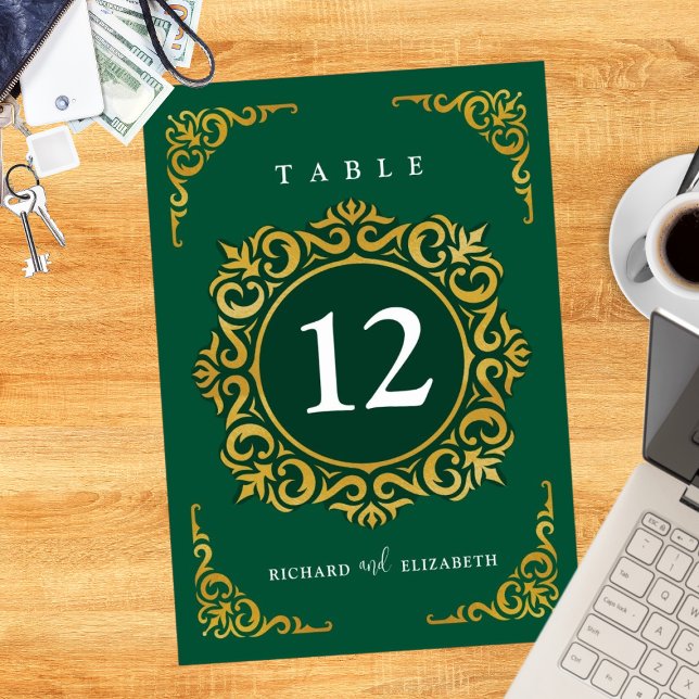 Baroque Frame Royal Emerald Green Ornamental Table Number (Creator Uploaded)