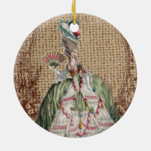baroque french country burlap Marie Antoinette Ceramic Tree Decoration