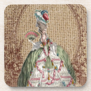 baroque french country burlap Marie Antoinette Coaster