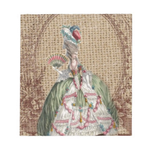 baroque french country burlap Marie Antoinette Notepad