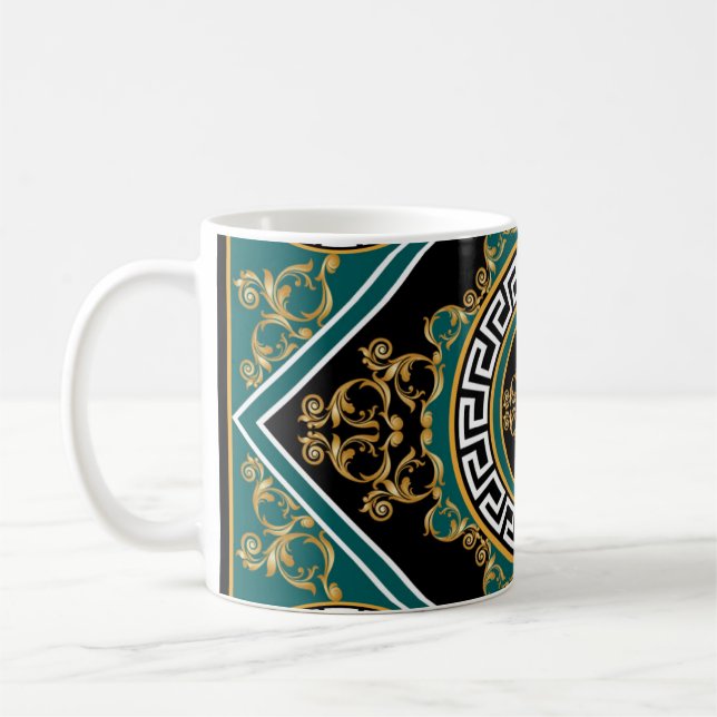 Baroque Gold: Black Elegance Coffee Mug (Left)