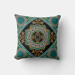 Baroque Gold: Black Elegance Cushion